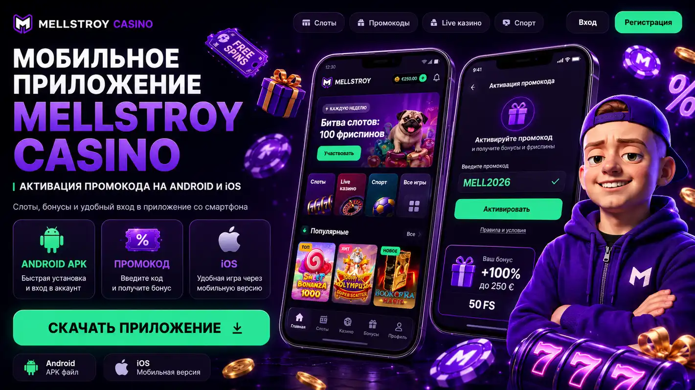 Мобильное приложение Mellstroy Casino &mdash; активация промокода на Android и iOS